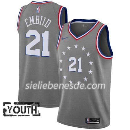 Kinder NBA Philadelphia 76ers Trikot Joel Embiid 21 2018-19 Nike City Edition Grau Swingman